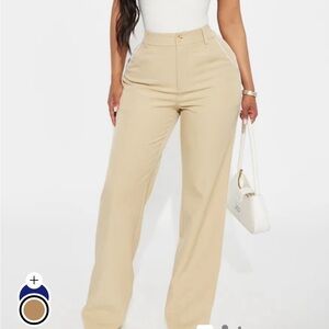 Fashion Nova Beige Wide Leg Pants